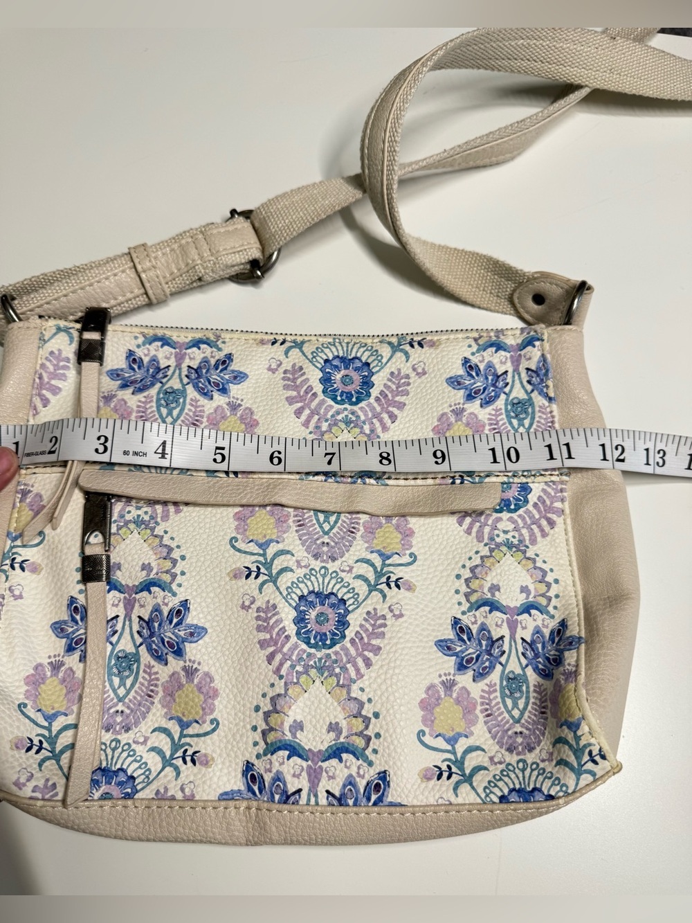 The SAK Alameda Cream Pebbled Faux Leather Floral Print Shoulder Crossbody Bag - Picture 8 of 11